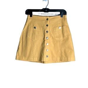 Capulet by Revolve Yellow Mini Skirt With Buttoned Front Size Small